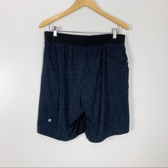 Lululemon Men's T.H.E Shorts 9" Lined Blue & Black Print Wire Weave Size Large - Picture 6 of 11